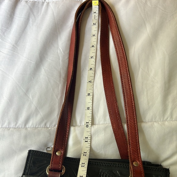 American West Tooled Leather Bag Merlot Red & Black Silver Concho and Hardware - Picture 14 of 16